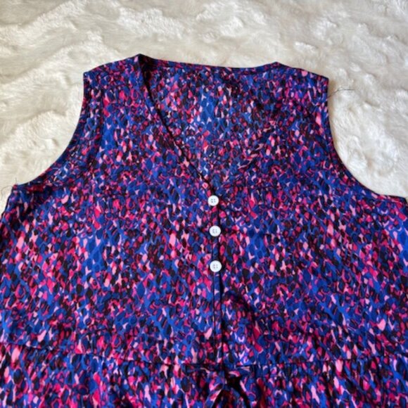 Shein Multi-colour V-Neck Tie at Waist Sleeveless Unlined Dress Size S - Picture 2 of 10